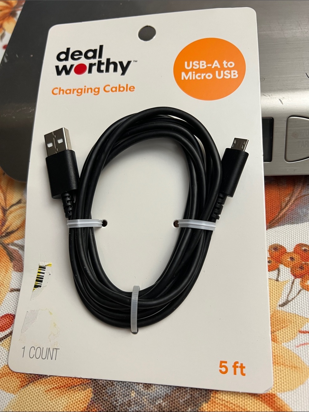 Deal Worthy Black USB-A to Micro USB Charging Cable - 5 ft